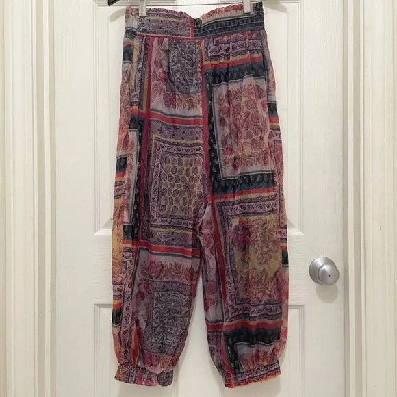 FP Movement Free People Sashay My Way Balloon Pants S Jogger Patchwork Yoga Boho - Picture 3 of 13